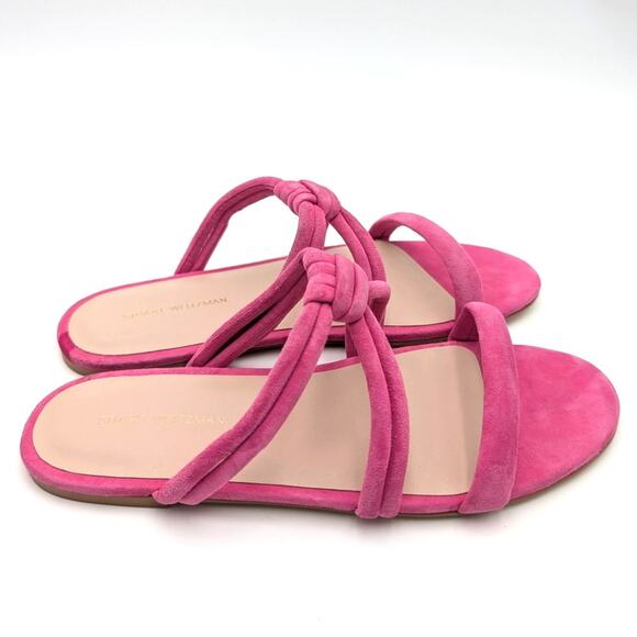 Stuart Weitzman Twist Knot Slip-On Flat Sandal Women's Peonia Size US7 EU38 - Picture 4 of 11